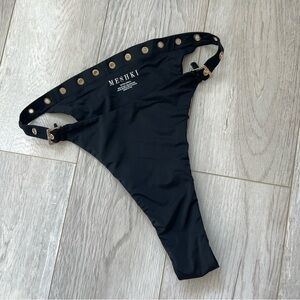 Meshki (NWOT) Buckle Belted High Waist Cheeky Bikini Bottoms Black (xsmall) swim